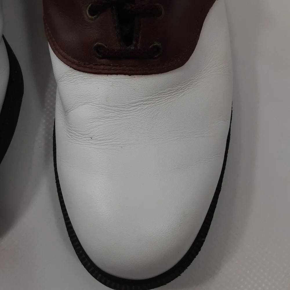 Footjoy Size 7.5M Brown and White Comfort Golf Cleats Shoes